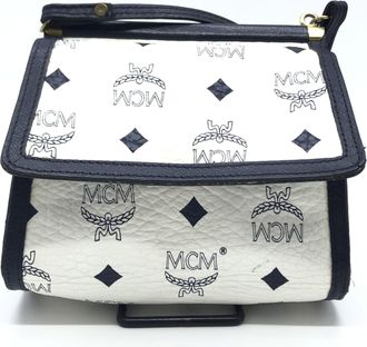 MCM Mini Crossbody Bag White Womens Visetos (Pre-Owned)