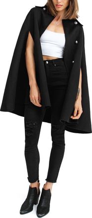 Belle & Bloom On My Mind Wool Blend Cape in Black at Nordstrom, Size X-Small/small