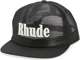 Rhude Logo Embroidered Snapback Trucker Hat in Black/White at Nordstrom
