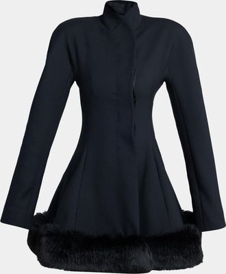 Stella McCartney Faux-Fur Trim Wool Peplum Jacket