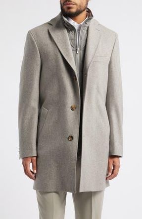 Jack Victor Delroy Wool Topcoat with Removable Bib in Oatmeal at Nordstrom Rack, Size 48