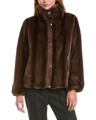 Via Spiga Faux Fur Bomber Jacket
