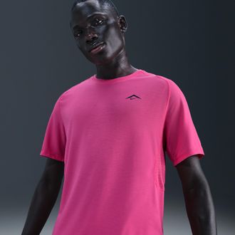 Nike Mens Solar Chase Dri-FIT ADV Short-Sleeve Running Top in Pink | HJ3580-684