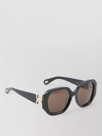 Chlo&eacute; marcie square frame sunglasses gold detail