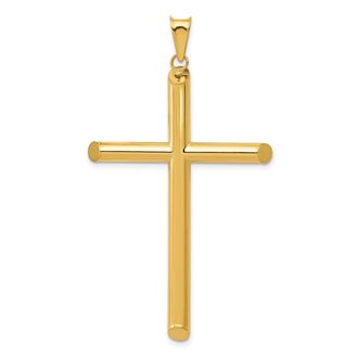 Diamond2Deal 14k Yellow Gold 3-D Polished Hollow Cross Pendant