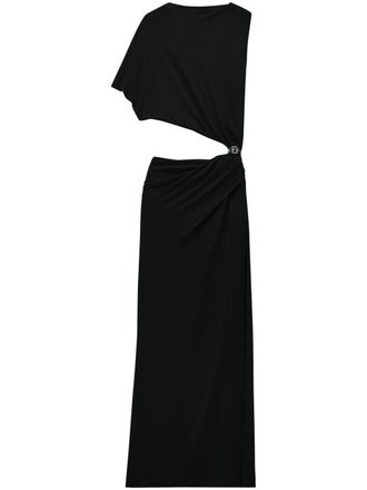 Courr&egrave;ges asymmetric crepe maxi dress - women - Viscose/Elastane - S - Black