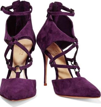 Schutz Women Suede Leather Pointed Toe Stiletto Pumps In Purple