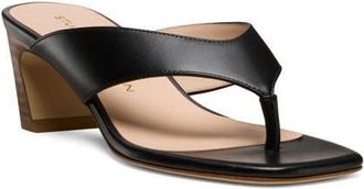Stuart Weitzman Stassi 50 Thong Sandal in Black/New Camel at Nordstrom, Size 8.5