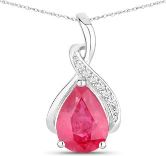 Diana M. Jewels Bkk Ruby Pears 9x7mm - 1Pc + White Diamond F/C Round 1.10mm ( SI1-SI2/ GH Color ) - 6Pcs ( J Back )