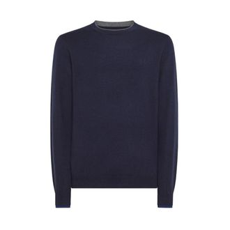 Sun 68 Truien & Vesten, Heren, Blauw, S, Katoen, Trui met dubbele ribbels en ronde hals