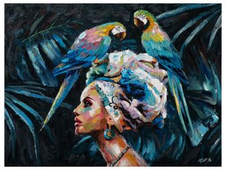 Schubiger M&ouml;bel Bild Sch&ouml;nheit mit 2 Blauen Papageien