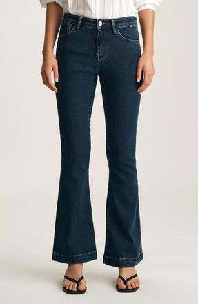Mavi Sydney Mid Rise Flare Jeans in Dark Supersoft at Nordstrom, Size 25 X 34