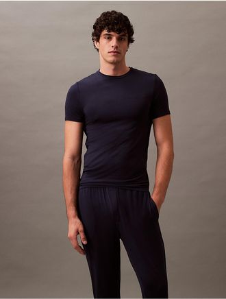 Calvin Klein Mens Ultra Soft Modal Crewneck Sleep T-Shirt - Blue - XL