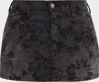 Co&ucirc;t de la Libert&eacute; Floral Denim Mini Skirt