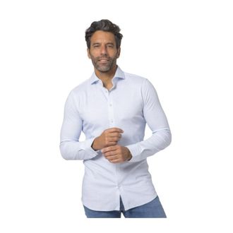 DeSoto Blauw Pixel Patroon Overhemd Luxe Collectie - Heren - Casual Overhemden - Blauw - L - Katoen - Overhemden