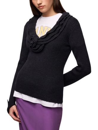 Ganni Black Cowl Neck Top