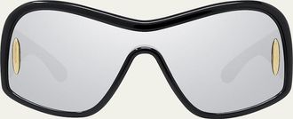 Loewe Anagram Mirrored Acetate Shield Sunglasses