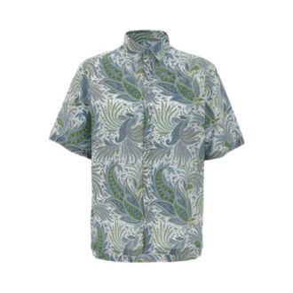 Etro Short Sleeve Shirts, male, Multicolor, M, Paisley Floral Print Shirt