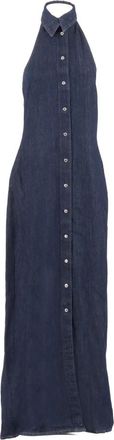 7 For All Mankind Halter Lange Overhemdjurk Blossom - Dames - Shirt Kleedjes - Blauw - XS - Katoen - Kleedjes