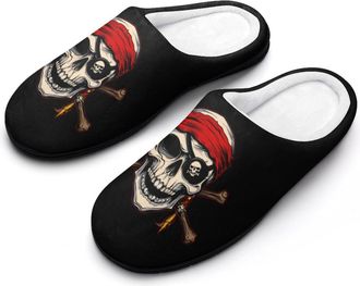 Generic Jolly Roger Piratees Skull Mens Slippers Comfortable And Non-slip Cotton Slipper Shoe for House