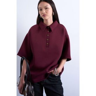 Topshop Oversize Polo in Burgundy at Nordstrom, Size X-Small