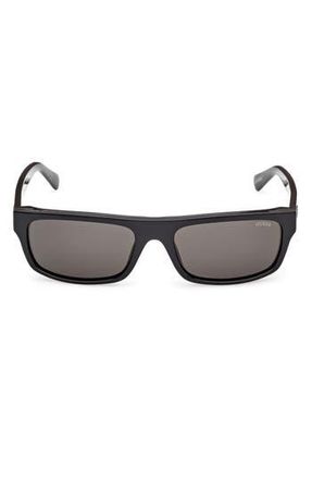 Guess Rectangular Sunglasses in Shiny Black /Smoke at Nordstrom Rack