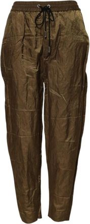 Dsquared2 Bruine Rits Trainingsbroeken met Logo Details - Dames - Slim Fit Broeken - Bruin - XS - Katoen - Broeken