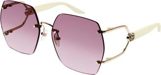 Gucci Geometrische Zonnebril - Dames - Zonnebrillen - Geel - 62 MM - Satijn - Accessoires