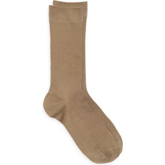 Nordstrom Casual Rib Crew Socks in Tan Greige at Nordstrom, Size Regular