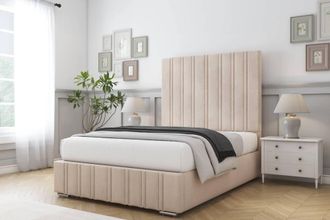 Comfort Beds Paris Naples Bed Frame - 50 Upholstered Headboard in Light Sand | Size: Single