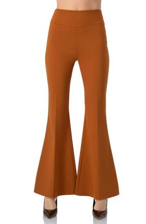 Ivonne Flared Trousers with Wide Waistband in Brown at Nordstrom, Size 14
