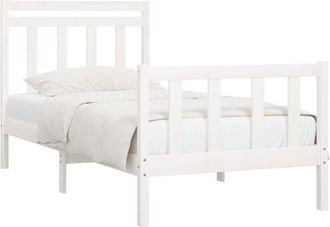 vidaXL Bed Frame without Mattress White Solid Wood Pine 100x200 cm Vidaxl