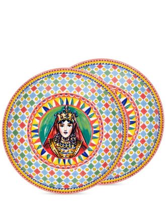 Dolce & Gabbana Set di 2 piatti fondi con stampa Carretto - Blu