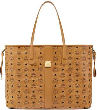 MCM Large Reversible Liz Shopper in Visetos in Cognac at Nordstrom