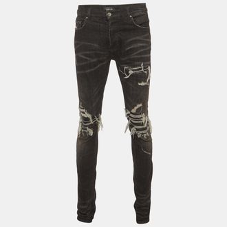 Amiri Black Denim Distressed Skirt Jeans M/waist