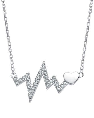 Rachel Glauber Plated Cz Heartbeat Necklace