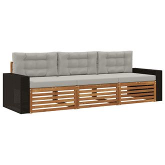 vidaXL Conjunto De Sof&aacute;s De Exterior 3 Pcs Natural Y Gris Claro Vidaxl