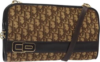 Dior Trotter Brown Canvas Shoulder Bag (Pre-Owned)