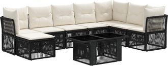 vidaXL Conjunto De Sof&aacute;s De Jard&iacute;n 9 Uds. Negro Rat&aacute;n Sint&eacute;tico Vidaxl