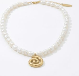 Pompeii3 Athena 18 Pearl 18k Yellow Gold Plated Pendant Necklace