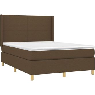 vidaXL Cama Box Spring Colch&oacute;n Luces Led Tela Marr&oacute;n Oscuro 140x190 Cm Vidaxl
