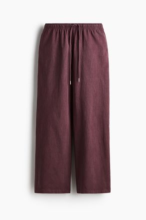 H&M Baumwollhose im Washed-Look - Weinrot
