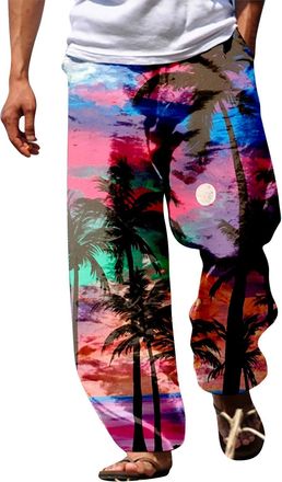 Generic Mens 3D Printed Yoga Pants Casual Beach Trousers Tracksuit Bottoms Elasticated Waist Hippie Costume Lounge Pants Beach Walking Running Jogging Sweatpa