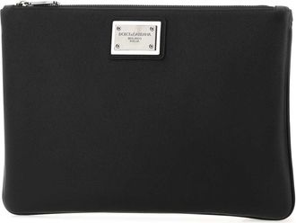 Dolce & Gabbana Mens Black Leather And Nylon Pouch 8b956 Beauty Case