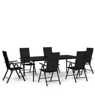 vidaXL Juego De Comedor Para Jard&iacute;n 7 Piezas Negro Vidaxl