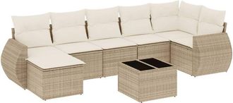 vidaXL Vidaxl - Juego De Sof&aacute;s De Jard&iacute;n Con Cojines Beige 8 Pzas Rat&aacute;n Pe