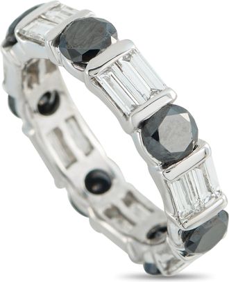 Luxury Bazaar 18K White Gold 1.75ct Diamond and 1.75ct Blue Diamond Ring MF18-011626