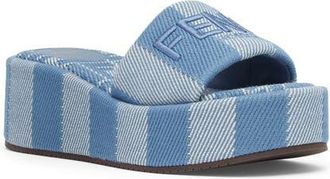 Fendi Flatform Platform Slide Sandal in F1Std Bianco Blu Ceruleo at Nordstrom, Size 10.5Us