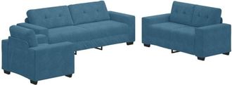 vidaXL Sofa 3 pcs Blue Velvet vidaXL