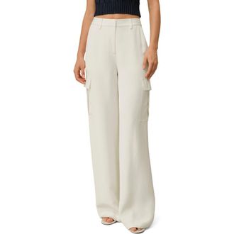 LilySilk White Silk Crepe Cargo Pant in Natural White at Nordstrom, Size 10